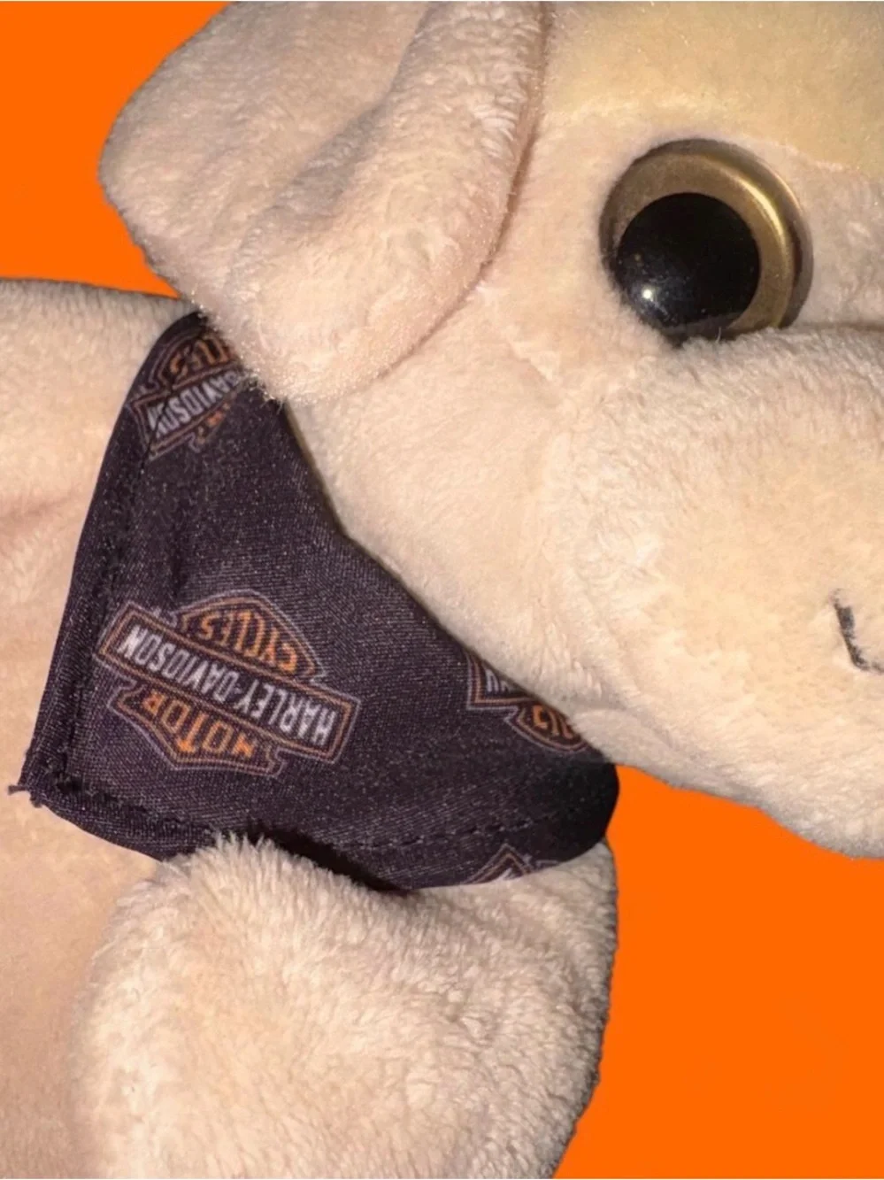 Harley-Davidson Cream Plush Puppy with Black Bandana